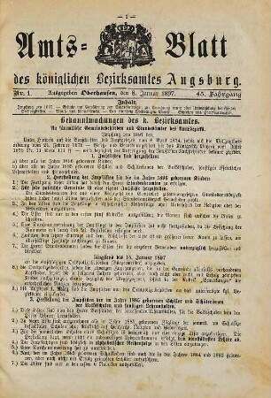 Amtsblatt des Bezirksamtes Augsburg. 1897