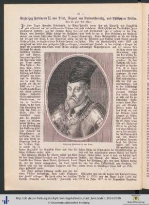 Erzherzog Ferdinand II. von Tirol, Regent von Vorderösterreich, und Philippine Welser.