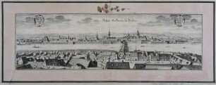 Prospekt der Brucken zu Dresden, Kupferstich, 1650 : Dilich, Wilhelm (Zeichner), und Matthäus Merian (Stecher): Prospekt der Brucken zu Dresden (Dresden von Norden), 1650. 50.2 x 14,7 cm (Kupferstich) aus Topographie von Ober-Sachsen