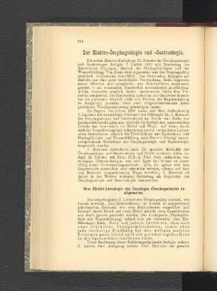 Zur Elektro-Ösophagoskopie und -Gastroskopie.