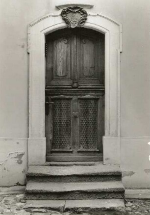 Belgern, Reihzecher Straße 4. Wohnhaus (Ackerbürgerhaus, bez. 1776), Portal