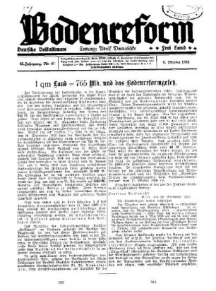 1 qm Land = 765 Mk. und das Bodenreformgesetz