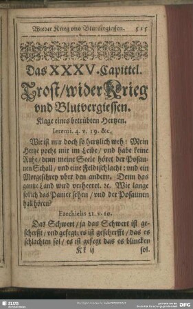 Das XXXV. Capittel. Trost, wider Krieg und Blutvergiessen