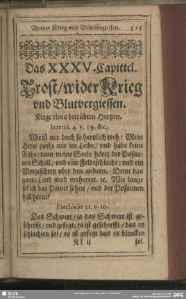 Das XXXV. Capittel. Trost, wider Krieg und Blutvergiessen