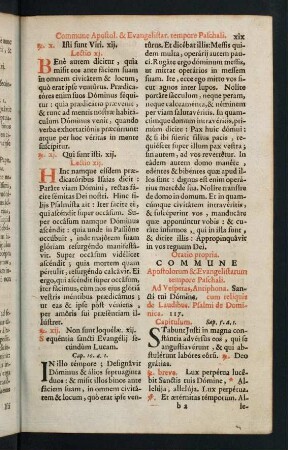 XIX-XLI, Commune Apostolorum & Evangelistarum, tempore Paschali - Commune unius Martyris