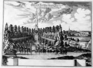 Kurfürstlich-sächsisches Feuerwerk bei der Festung Pleißenburg, 8. Juli 1667 - aus Theatrum Europeum, Bd. X