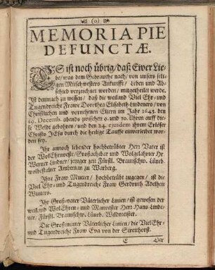 Memoria Pie Defunctæ.