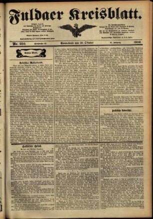 Erste Ausgabe vom Samstag, den 30. Oktober 1909.