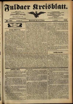 Erste Ausgabe vom Samstag, den 30. Oktober 1909.