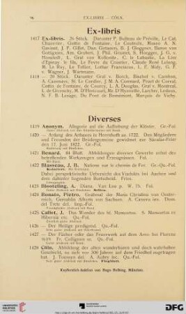 Diverses (Nr. 1419 - 1456)
