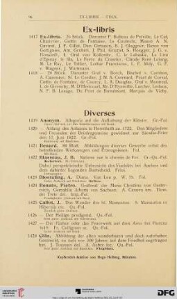 Diverses (Nr. 1419 - 1456)