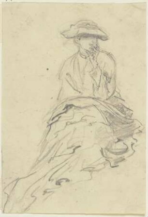 Sitzende Frau von vorne