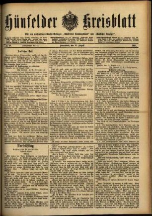 Ausgabe vom Samstag, den 16. August 1913.