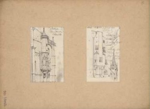 Bozen, Dom Maria Himmelfahrt, Hall, Wohnhaus: Ansicht von Süden, Grundrisse und perspektivische Ansichten