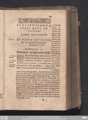 De Rerum Divisione, [& acquirendo ipsarum dominio.] Titulus I.