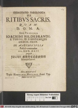 Exercitatio Theologica De Ritibus Sacris