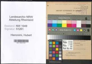 Entnazifizierung Hubert Hieronimi , geb. 12.07.1915 (Schriftleiter)