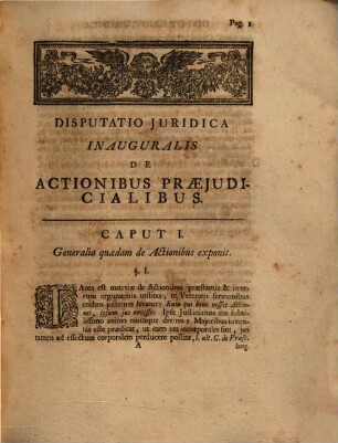 Disputatio Iuridica Inauguralis, De Actionibus Praeiudicialibus