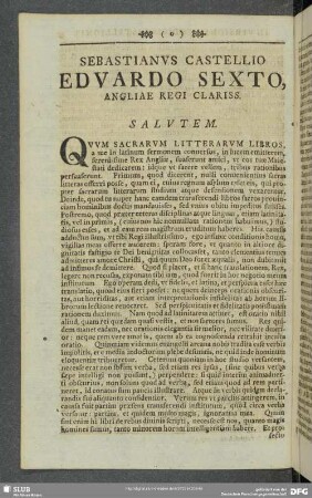 Sebastianus Castellio Eduardo Sexto, Angliae Regi Clariss. Praefatio