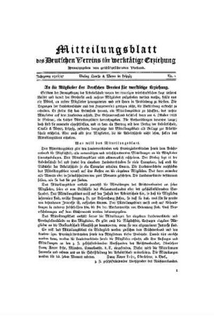 Mitteilungsblatt des Deutschen Vereins für werktätige Erziehung