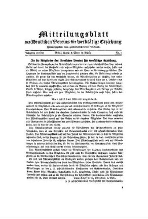 Mitteilungsblatt des Deutschen Vereins für werktätige Erziehung