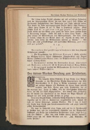 Des kleinen Markus Berufung zum Priestertum