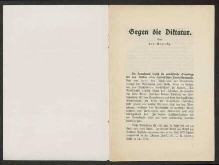 Karl Kautsky, "Gegen die Diktatur", Werbedienst der deutschen sozialistischen Republik, Nr. 89