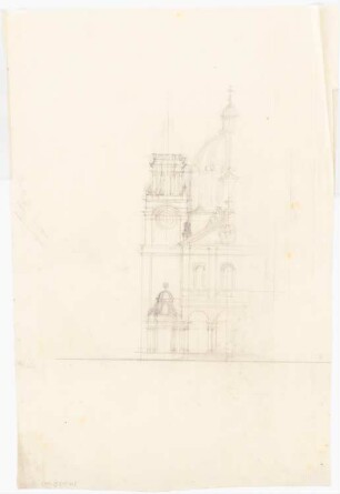 Wallfahrtskirche, Luxemburg: Vorderansicht 1:200 (unvollständig)