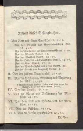 Inhalt dieses Gesangbuches.