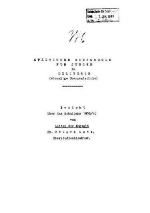 1939/40: Bericht ... - 1939/40