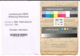 Entnazifizierung Hermann Grueter , geb. 10.01.1886 (Koch)