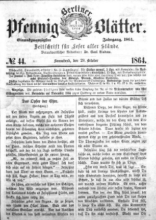 No. 44, Sonnabend, den 29. October 1864