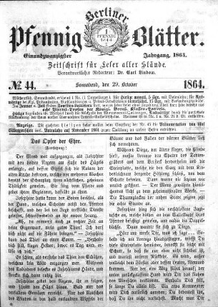 No. 44, Sonnabend, den 29. October 1864