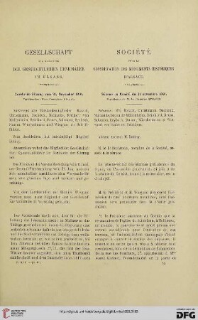 Vorstands-Sitzung vom 21. Novembre 1891 / Séance du Comité du 21 novembre 1891