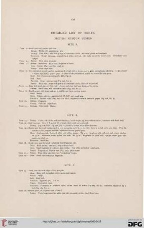 Detailed list of tombs