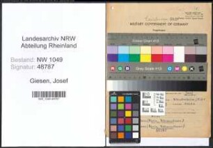 Entnazifizierung Josef Giesen , geb. 01.09.1909 (Verwaltungsangestellter)