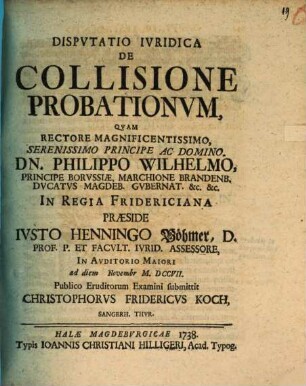 Dispvtatio Ivridica De Collisione Probationvm