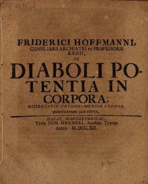 Diss. ... de diaboli potentia in corpora