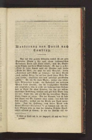 Wanderung von Paris nach Cambray