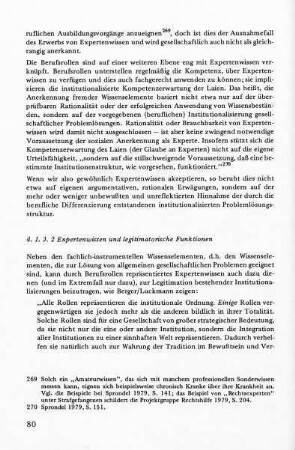 4.1.3.2 Expertenwissen und legitimatorische Funktionen