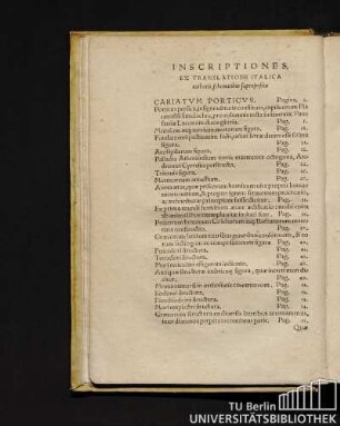 Inscriptiones, Ex Translatione Italica authoris, schematibus suprapositae