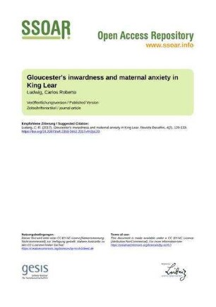 Gloucester's inwardness and maternal anxiety in King Lear