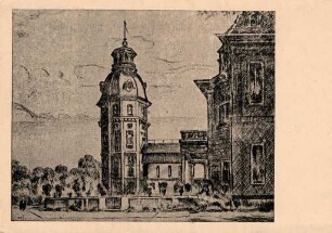 Postkartenalbum mit Motiven von Karlsruhe. Schlossturm und Terrasse