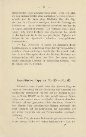 Aramäische Papyrus No. 55 - No. 65