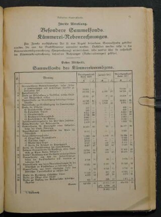 Zweite Abteilung. Besondere Sammelfonds. Kämmerei-Nebenrechnungen.
