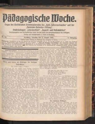 Beruf und Leben als Ankläger der heutigen Volksschule
