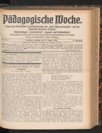 Beruf und Leben als Ankläger der heutigen Volksschule