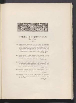 Ustensiles, la plupart ustensiles de table