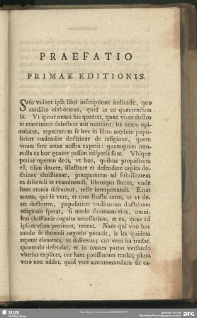 Praefatio Primae Editionis