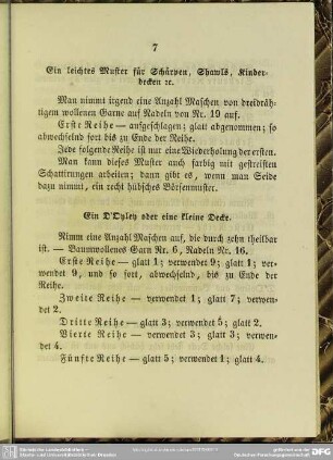 Ein leichtes Muster für Schärpen, Shawls, Kinderdecken [et]c.